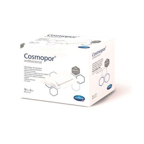 COSMOPOR ANTIBACTERIAL ПОВЯЗКА СЕРЕБРОСОДЕРЖАЩАЯ САМОКЛЕЯЩАЯСЯ С ВПИТЫВАЮЩЕЙ ПОДУШЕЧКОЙ 10 СМ X 6 СМ ПОВЯЗКИ ПЛАСТЫРНОГО ТИПА №25