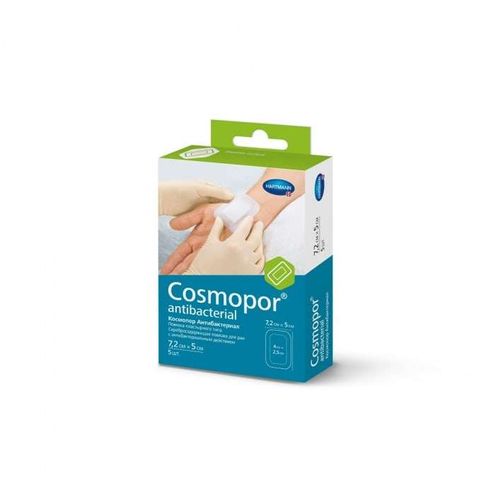 COSMOPOR ANTIBACTERIAL ПОВЯЗКА СЕРЕБРОСОДЕРЖАЩАЯ САМОКЛЕЯЩАЯСЯ С ВПИТЫВАЮЩЕЙ ПОДУШЕЧКОЙ 7.2 СМ X 5 СМ ПОВЯЗКИ ПЛАСТЫРНОГО ТИПА №5