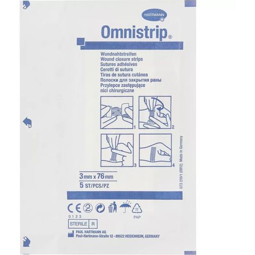 OMNISTRIP ПЛАСТЫРНЫЕ ПОЛОСКИ ГИПОАЛЛЕРГЕННЫЙ ДЛЯ ЗАКРЫТИЯ РАН 3 ММ X 76 ММ ПЛАСТЫРЬ   №5