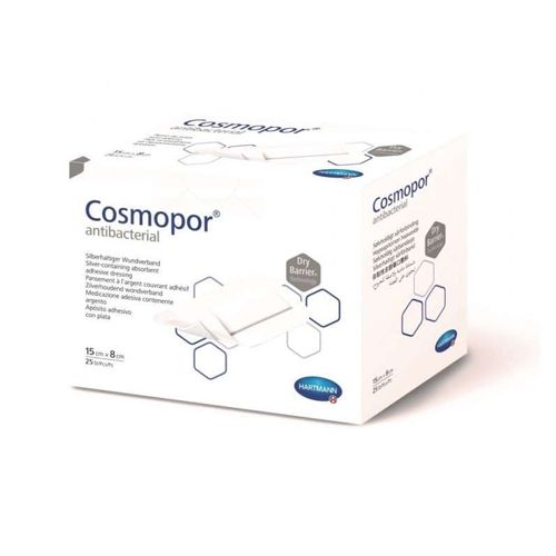 COSMOPOR ANTIBACTERIAL ПОВЯЗКА СЕРЕБРОСОДЕРЖАЩАЯ САМОКЛЕЯЩАЯСЯ С ВПИТЫВАЮЩЕЙ ПОДУШЕЧКОЙ 15 СМ X 8 СМ ПОВЯЗКИ ПЛАСТЫРНОГО ТИПА №25