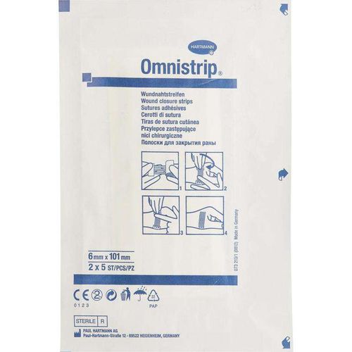 OMNISTRIP ПЛАСТЫРНЫЕ ПОЛОСКИ ГИПОАЛЛЕРГЕННЫЙ ДЛЯ ЗАКРЫТИЯ РАН 6 ММ X 101 ММ ПЛАСТЫРЬ   №10