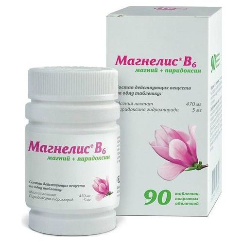 МАГНЕЛИС B6 ТАБЛЕТКИ ПОКРЫТЫЕ ОБОЛОЧКОЙ 470 МГ+5 МГ №90