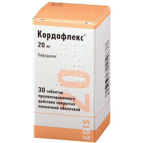 КОРДАФЛЕКС ТАБЛЕТКИ ПРОЛОНГИРОВАННОГО ДЕЙСТВИЯ ПОКРЫТЫЕ ПЛЕНОЧНОЙ ОБОЛОЧКОЙ 20 МГ   №30