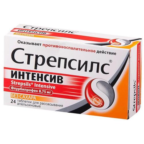 СТРЕПСИЛС ИНТЕНСИВ Б/САХАРА ТАБЛЕТКИ ДЛЯ РАССАСЫВАНИЯ [АПЕЛЬСИН] 8,75 МГ   №24