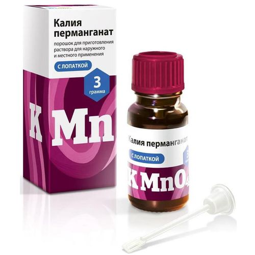 КАЛИЯ ПЕРМАНГАНАТ ПОРОШОК ДЛЯ ПРИГОТОВЛЕНИЯ РАСТВОРА ДЛЯ МЕСТНОГО И НАРУЖНОГО ПРИМЕНЕНИЯ  3 Г №1