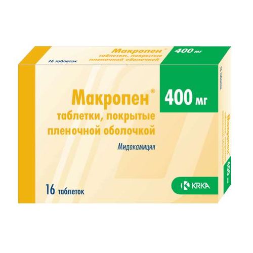 МАКРОПЕН ТАБЛЕТКИ ПОКРЫТЫЕ ПЛЕНОЧНОЙ ОБОЛОЧКОЙ 400 МГ   №16