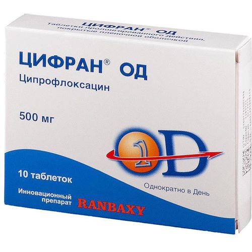 ЦИФРАН ОД ТАБЛЕТКИ ПРОЛОНГИРОВАННОГО ДЕЙСТВИЯ ПОКРЫТЫЕ ОБОЛОЧКОЙ 0,5 Г   №10