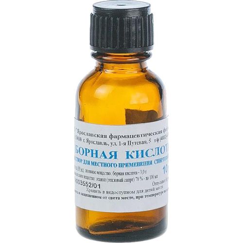 БОРНОЙ КИСЛОТЫ РАСТВОР СПИРТОВОЙ РАСТВОР ДЛЯ НАРУЖНОГО ПРИМЕНЕНИЯ [СПИРТОВОЙ] 30 МГ/МЛ 10 МЛ №1