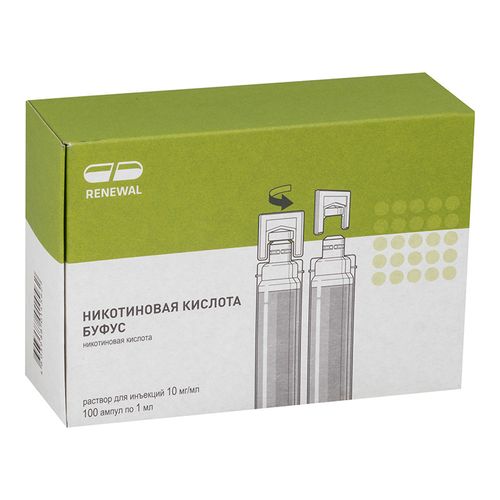 НИКОТИНОВАЯ КИСЛОТА БУФУС РАСТВОР ДЛЯ ИНЪЕКЦИЙ 10 МГ/МЛ 1 МЛ №100