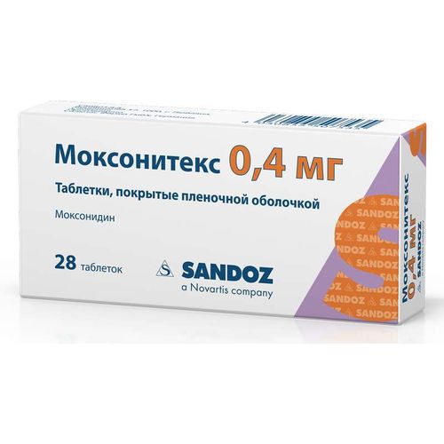 МОКСОНИТЕКС ТАБЛЕТКИ ПОКРЫТЫЕ ПЛЕНОЧНОЙ ОБОЛОЧКОЙ 0,4 МГ   №28