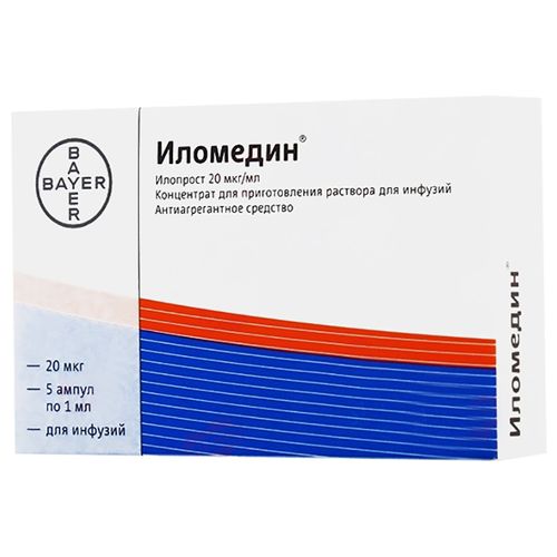 ИЛОМЕДИН КОНЦЕНТРАТ ДЛЯ ПРИГОТОВЛЕНИЯ РАСТВОРА ДЛЯ ИНФУЗИЙ 20 МКГ/МЛ 1 МЛ №5