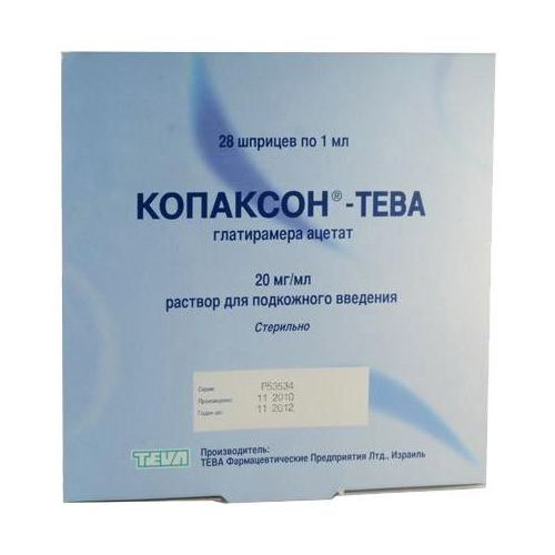 КОПАКСОН-ТЕВА РАСТВОР ДЛЯ ПОДКОЖНОГО ВВЕДЕНИЯ 20 МГ/МЛ 1 МЛ №28