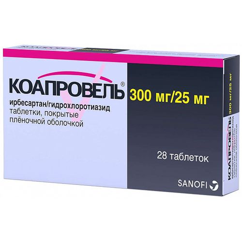 КОАПРОВЕЛЬ ТАБЛЕТКИ ПОКРЫТЫЕ ПЛЕНОЧНОЙ ОБОЛОЧКОЙ 25 МГ+300 МГ   №28