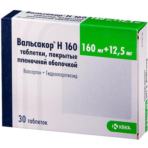 ВАЛЬСАКОР Н 160 ТАБЛЕТКИ ПОКРЫТЫЕ ПЛЕНОЧНОЙ ОБОЛОЧКОЙ 160 МГ+12,5 МГ   №30
