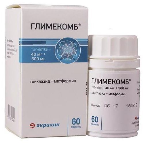 ГЛИМЕКОМБ ТАБЛЕТКИ 40 МГ+ 500 МГ №30