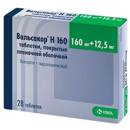 ВАЛЬСАКОР Н 160 ТАБЛЕТКИ ПОКРЫТЫЕ ПЛЕНОЧНОЙ ОБОЛОЧКОЙ 160 МГ+12,5 МГ   №28
