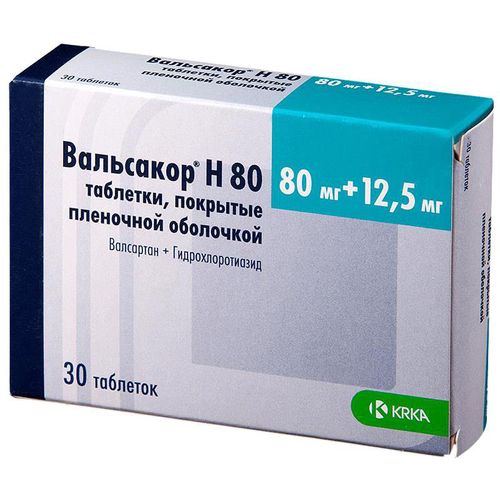 ВАЛЬСАКОР Н 80 ТАБЛЕТКИ ПОКРЫТЫЕ ПЛЕНОЧНОЙ ОБОЛОЧКОЙ 80 МГ+12,5 МГ   №30