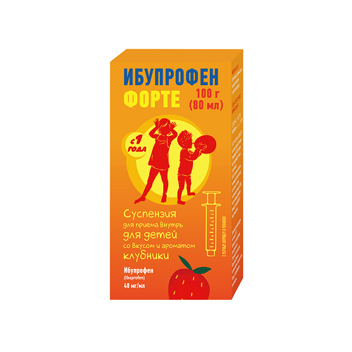 ИБУПРОФЕН ФОРТЕ СУСПЕНЗИЯ ДЛЯ ПРИЕМА ВНУТРЬ ДЛЯ ДЕТЕЙ [КЛУБНИКА] 40 МГ/МЛ 80 МЛ №1