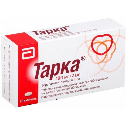 ТАРКА ТАБЛЕТКИ С МОДИФИЦИРОВАННЫМ ВЫСВОБОЖДЕНИЕМ ПОКРЫТЫЕ ПЛЕНОЧНОЙ ОБОЛОЧКОЙ 180 МГ+2 МГ   №28