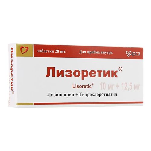 ЛИЗОРЕТИК ТАБЛЕТКИ 10 МГ+12,5 МГ   №28