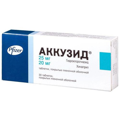 АККУЗИД ТАБЛЕТКИ ПОКРЫТЫЕ ПЛЕНОЧНОЙ ОБОЛОЧКОЙ 20 МГ+25 МГ   №30