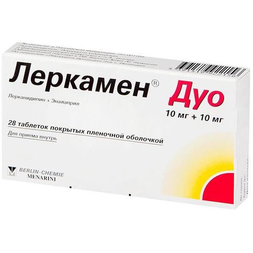 ЛЕРКАМЕН ДУО ТАБЛЕТКИ ПОКРЫТЫЕ ПЛЕНОЧНОЙ ОБОЛОЧКОЙ 10 МГ+10 МГ   №28