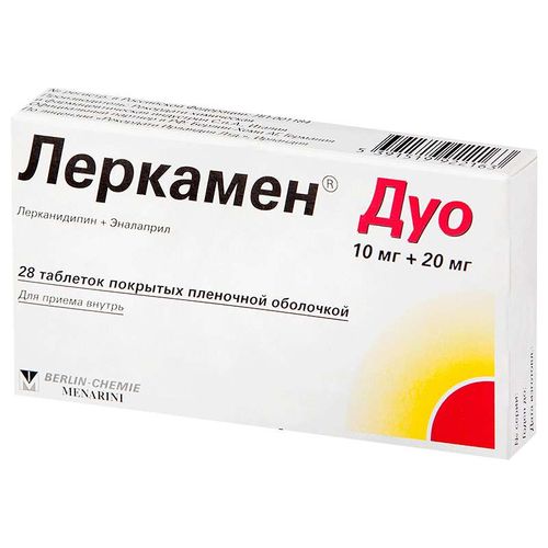 ЛЕРКАМЕН ДУО ТАБЛЕТКИ ПОКРЫТЫЕ ПЛЕНОЧНОЙ ОБОЛОЧКОЙ 10 МГ+20 МГ   №28