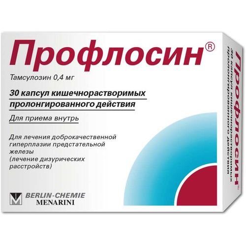 ПРОФЛОСИН КАПСУЛЫ КИШЕЧНОРАСТВОРИМЫЕ ПРОЛОНГИРОВАННОГО ДЕЙСТВИЯ 0,4 МГ   №30