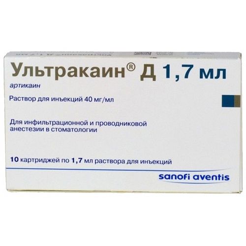 УЛЬТРАКАИН Д РАСТВОР ДЛЯ ИНЪЕКЦИЙ 40 МГ/МЛ 1,7 МЛ №10
