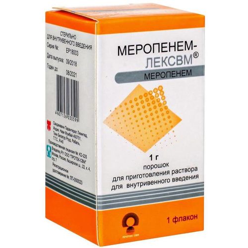 МЕРОПЕНЕМ-ЛЕКСВМ ПОРОШОК ДЛЯ ПРИГОТОВЛЕНИЯ РАСТВОРА ДЛЯ ВНУТРИВЕННОГО ВВЕДЕНИЯ 1 Г   №1
