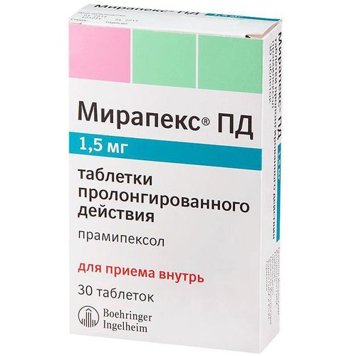 МИРАПЕКС ПД ТАБЛЕТКИ ПРОЛОНГИРОВАННОГО ДЕЙСТВИЯ 1,5 МГ   №30