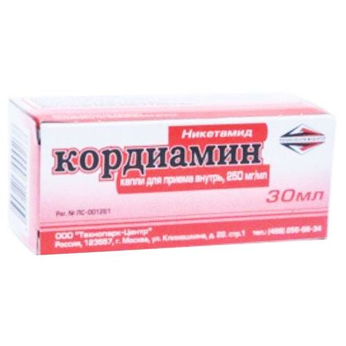 КОРДИАМИН КАПЛИ ДЛЯ ПРИЕМА ВНУТРЬ 250 МГ/МЛ 30 МЛ №1