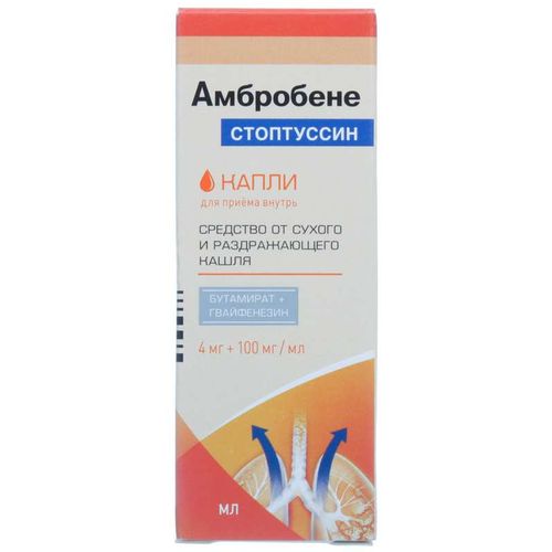 АМБРОБЕНЕ СТОПТУССИН КАПЛИ ДЛЯ ПРИЕМА ВНУТРЬ 100 МГ+4 МГ/МЛ 50 МЛ №1
