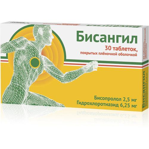 БИСАНГИЛ ТАБЛЕТКИ ПОКРЫТЫЕ ПЛЕНОЧНОЙ ОБОЛОЧКОЙ 2,5 МГ+6,25 МГ   №30