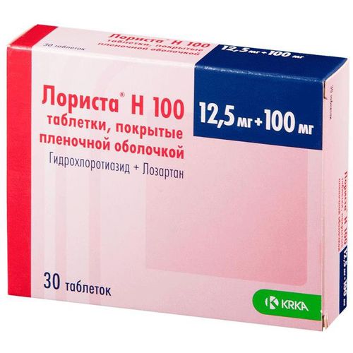 ЛОРИСТА Н 100 ТАБЛЕТКИ ПОКРЫТЫЕ ПЛЕНОЧНОЙ ОБОЛОЧКОЙ 12,5 МГ+100 МГ   №30