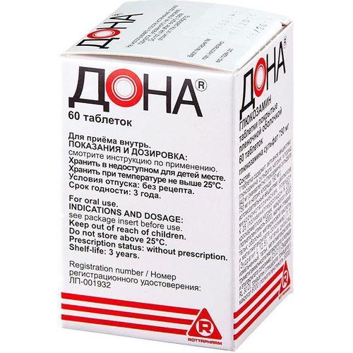 ДОНА ТАБЛЕТКИ ПОКРЫТЫЕ ПЛЕНОЧНОЙ ОБОЛОЧКОЙ 750 МГ   №60