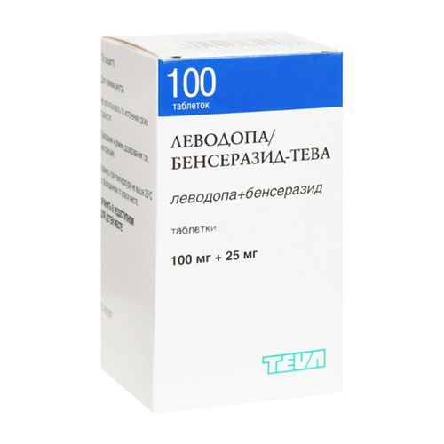ЛЕВОДОПА+БЕНСЕРАЗИД-ТЕВА ТАБЛЕТКИ 100 МГ+25 МГ   №100