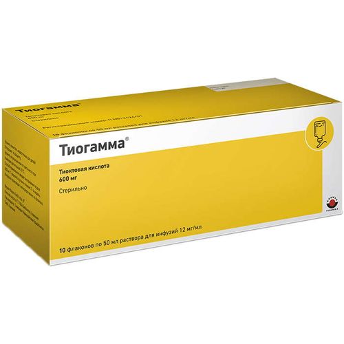 ТИОГАММА РАСТВОР ДЛЯ ИНФУЗИЙ 12 МГ/МЛ 50 МЛ №10