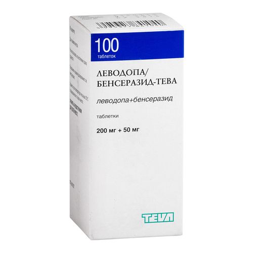 ЛЕВОДОПА+БЕНСЕРАЗИД-ТЕВА ТАБЛЕТКИ 200 МГ+50 МГ   №100