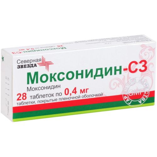 МОКСОНИДИН-СЗ ТАБЛЕТКИ ПОКРЫТЫЕ ПЛЕНОЧНОЙ ОБОЛОЧКОЙ 0,4 МГ   №28