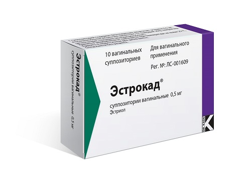 ЭСТРОКАД СУППОЗИТОРИИ ВАГИНАЛЬНЫЕ 0,5 МГ   №10