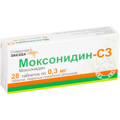МОКСОНИДИН-СЗ ТАБЛЕТКИ ПОКРЫТЫЕ ПЛЕНОЧНОЙ ОБОЛОЧКОЙ 0,3 МГ   №28
