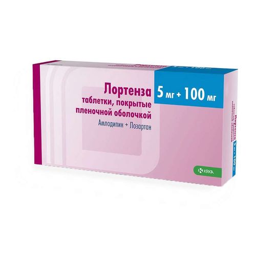 ЛОРТЕНЗА ТАБЛЕТКИ ПОКРЫТЫЕ ПЛЕНОЧНОЙ ОБОЛОЧКОЙ 5 МГ+100 МГ №90