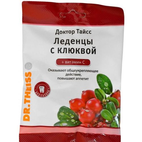ДОКТОР ТАЙСС ЛЕДЕНЦЫ СО ВКУСОМ КЛЮКВЫ И БУЗИНЫ + ВИТ С ЛЕДЕНЦЫ 50 Г №1