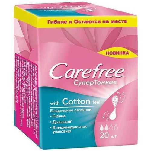 CAREFREE ПРОКЛАДКИ COTTON ПРОКЛАДКИ ЖЕНСКИЕ ГИГИЕНИЧЕСКИЕ №20