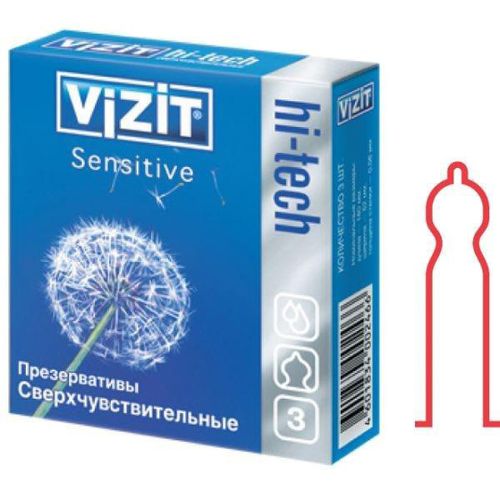 VIZIT ПРЕЗЕРВАТИВЫ HI-TECH SENSITIVE (СВЕРХЧУВСТВИТЕЛЬНЫЕ) ПРЕЗЕРВАТИВ    №3