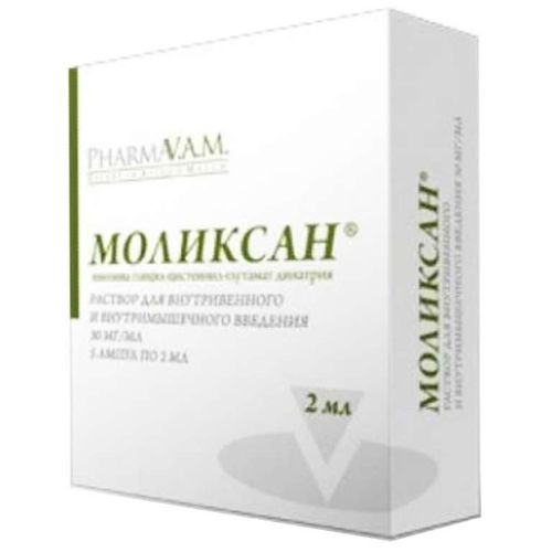 МОЛИКСАН РАСТВОР ДЛЯ ВНУТРИВЕННОГО И ВНУТРИМЫШЕЧНОГО ВВЕДЕНИЯ 30 МГ/МЛ 2 МЛ №5