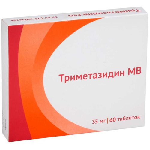ТРИМЕТАЗИДИН МВ ТАБЛЕТКИ ПРОЛОНГИРОВАННОГО ДЕЙСТВИЯ ПОКРЫТЫЕ ПЛЕНОЧНОЙ ОБОЛОЧКОЙ 35 МГ   №60