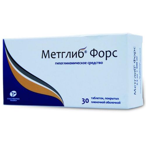 МЕТГЛИБ ФОРС ТАБЛЕТКИ ПОКРЫТЫЕ ПЛЕНОЧНОЙ ОБОЛОЧКОЙ 5 МГ+500 МГ   №30