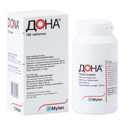 ДОНА ТАБЛЕТКИ ПОКРЫТЫЕ ПЛЕНОЧНОЙ ОБОЛОЧКОЙ 750 МГ №180